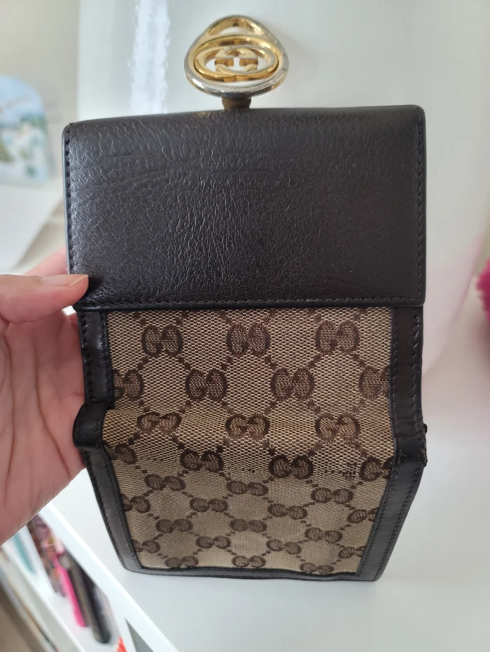 Gucci Brown/Beige GG Canvas and Leather Interlocking Icon French Wallet - Picture 8 of 13